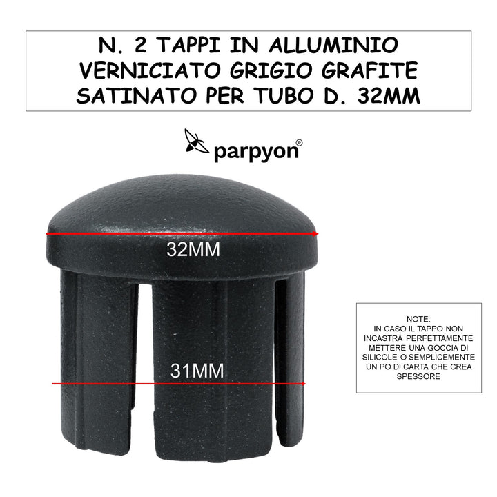 Accessori Ringhiera Grigio - Tappi corrimano d.32