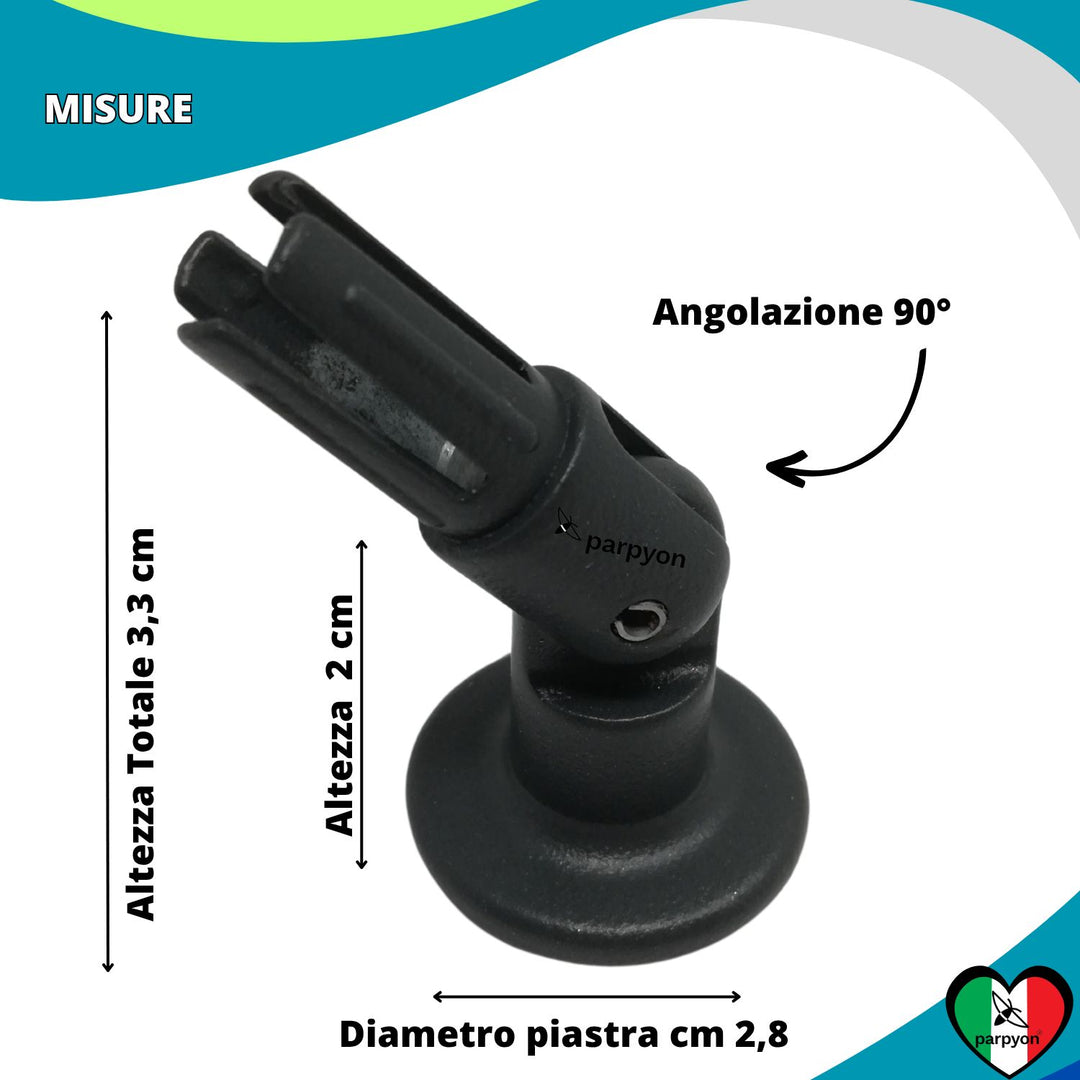 Accessori Ringhiera Grigio G.- Piastra a muro Snodo Tubo D. 13mm -4pz