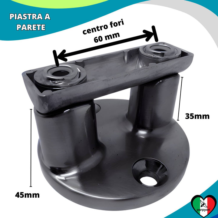 Accessori Ringhiera Grigio G.- Piastra fissaggio a Parete