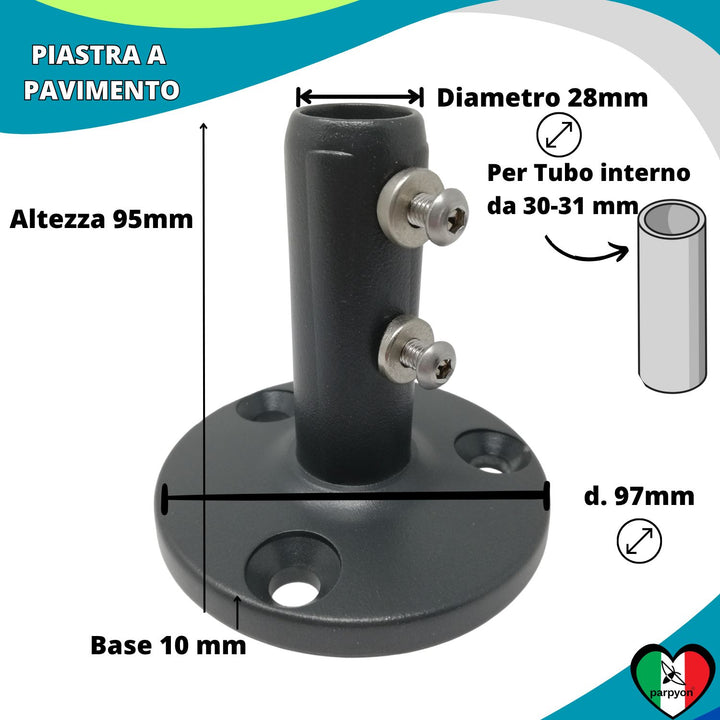 Accessori Ringhiera Grigio G.- Piastra fissaggio a Pavimento
