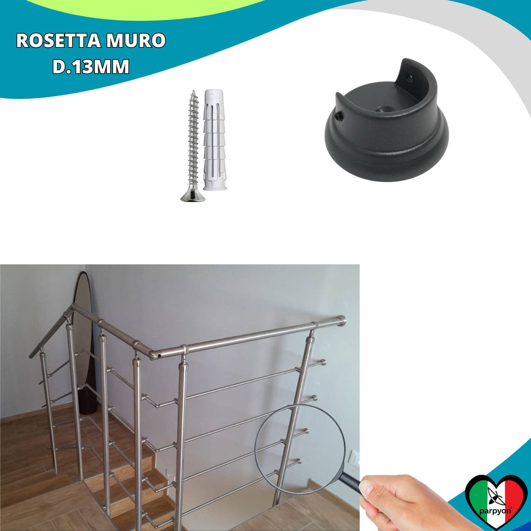 Accessori Ringhiera Grigio G. - Supporti a Muro Tubo D.13mm -4Pz