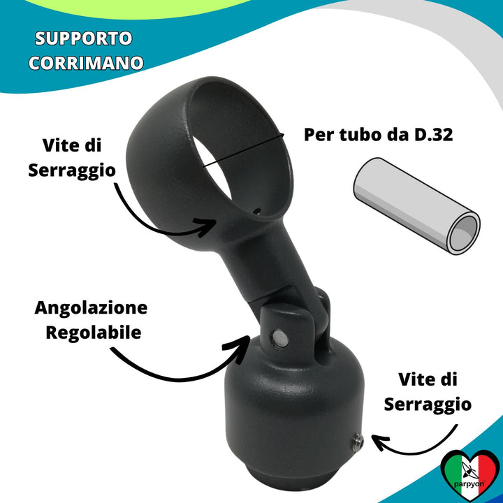 Accessori Ringhiera Grigio G.- Supporto Snodato Tubo corrimano