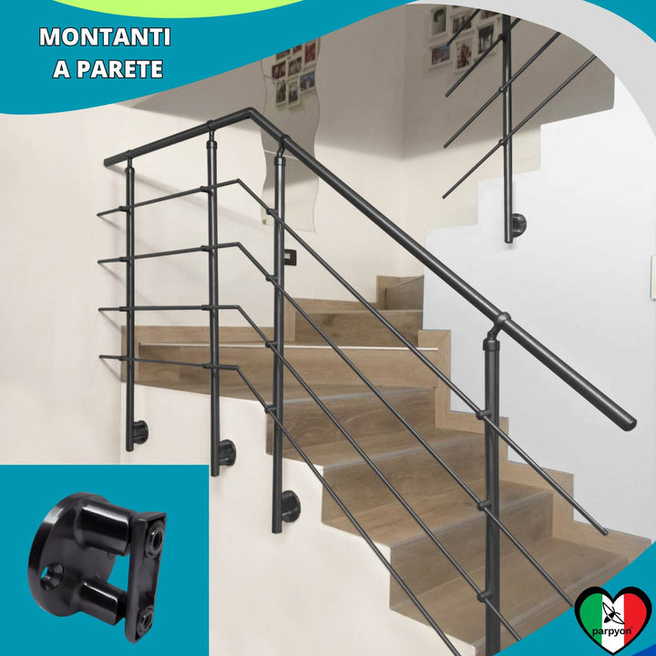 Montante per Ringhiera Grigio G.Fissaggio Laterale