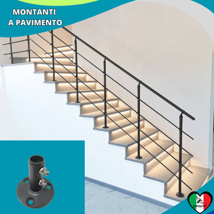 Montante per Ringhiera Grigio G. Fissaggio Pavimento