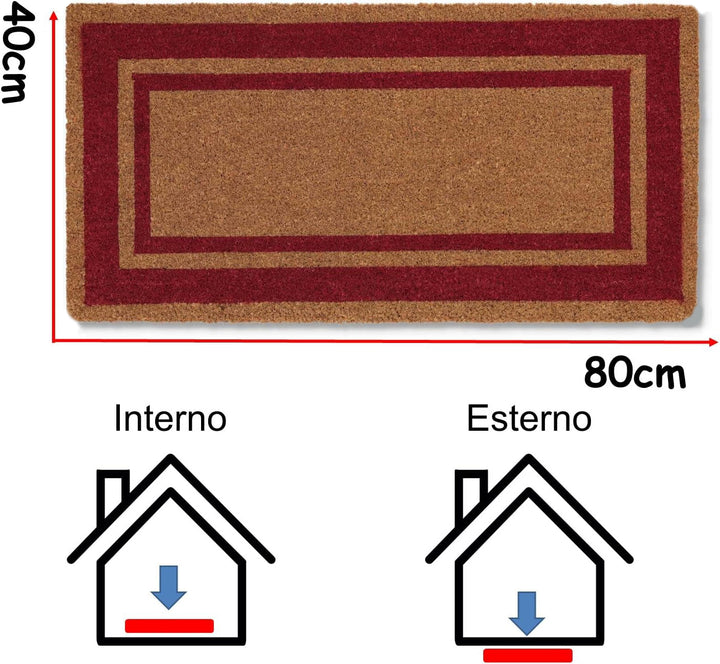Zerbino ingresso casa Classico in Cocco cm 40X80 tappeto Antiscivolo