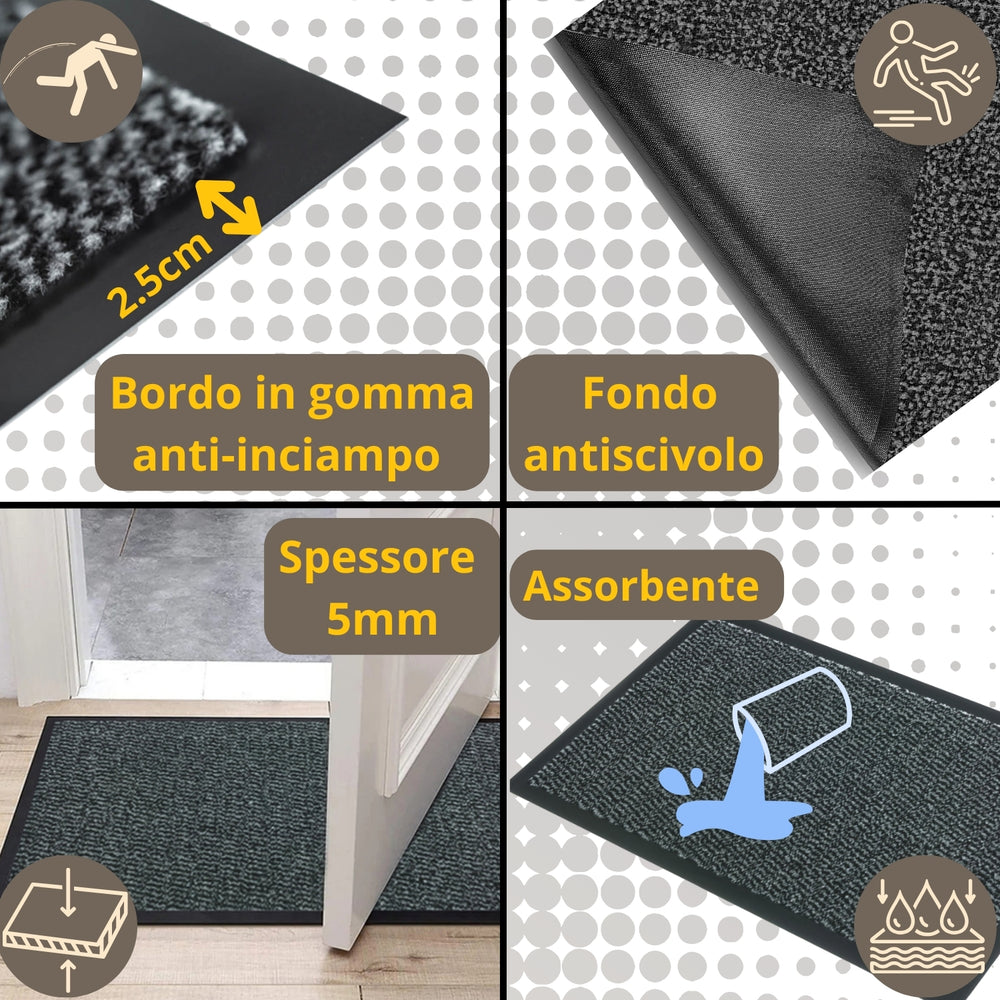 dettaglio zerbino ingresso casa lipari tappeto antiscivolo entrata per interno da esterno tappeti asciugapassi #colore_grigio