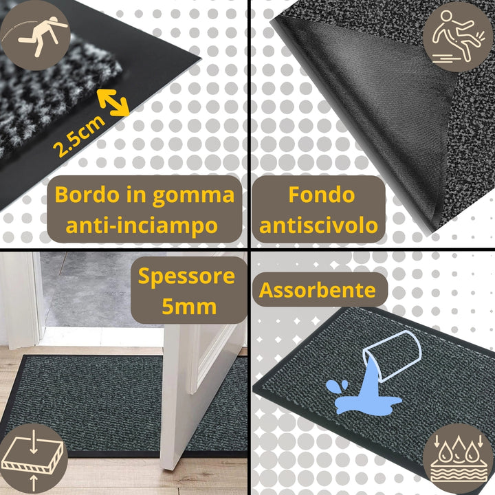 dettaglio zerbino ingresso casa lipari tappeto antiscivolo entrata per interno da esterno tappeti asciugapassi #colore_marrone