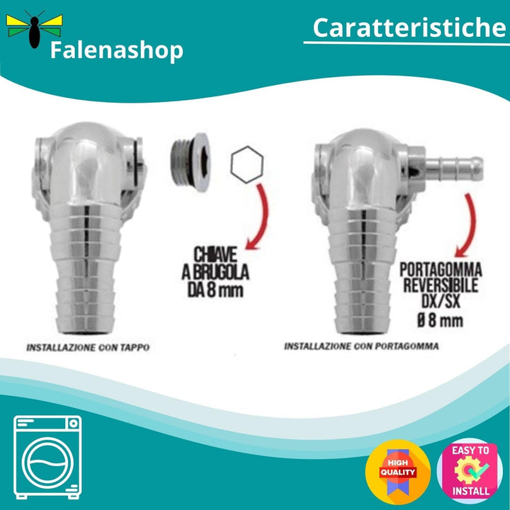 Sifone Scarico Lavatrice + Asciugatrice a muro, Regolabile DX-SX, Antiodore