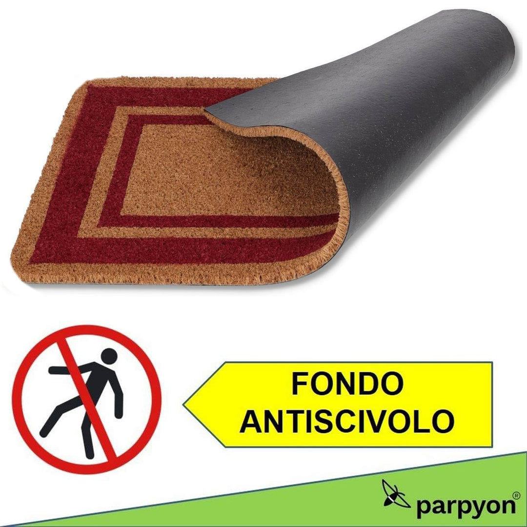 Zerbino ingresso casa Classico cm 40X80 tappeto ANTISCIVOLO zerbino in cocco rosso fondo