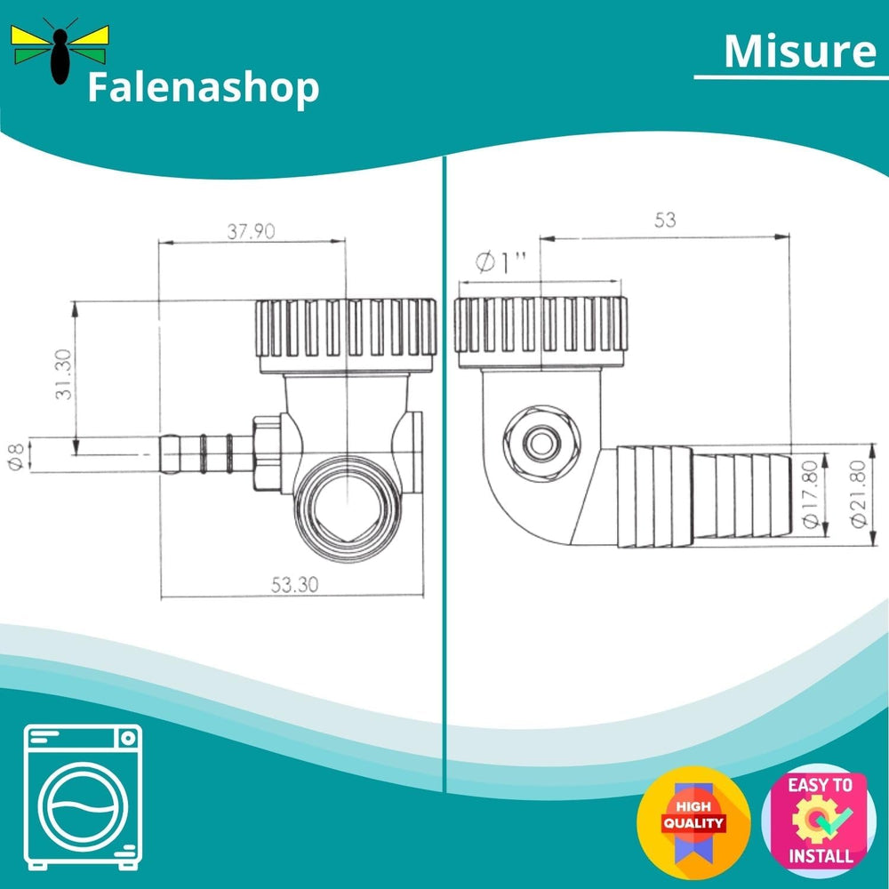 Sifone Scarico Lavatrice + Asciugatrice a muro misure