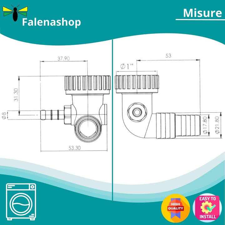 Sifone Scarico Lavatrice + Asciugatrice a muro misure