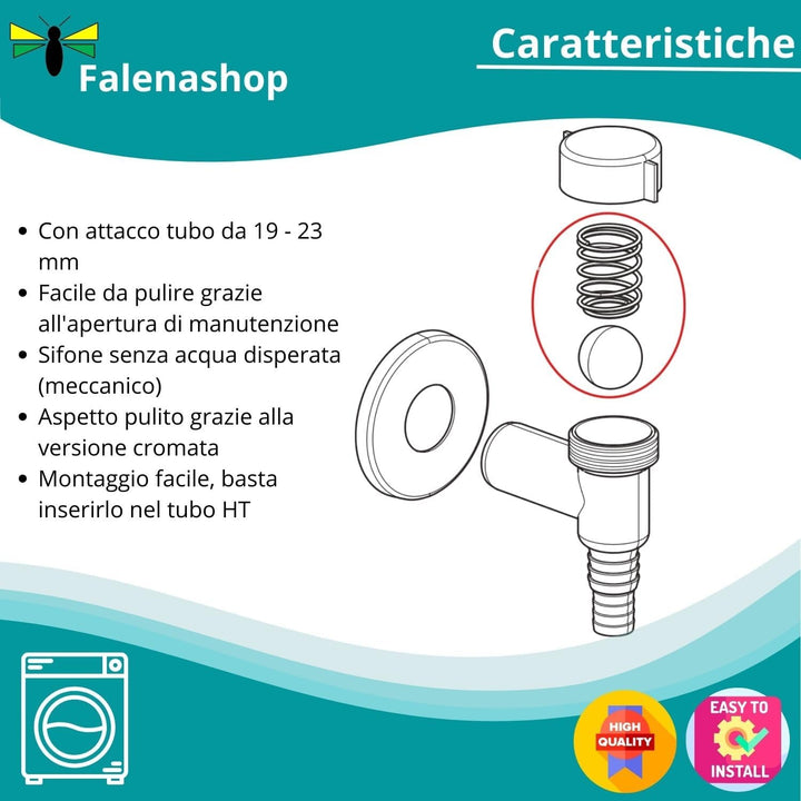 Sifone Scarico Lavatrice con Valvola