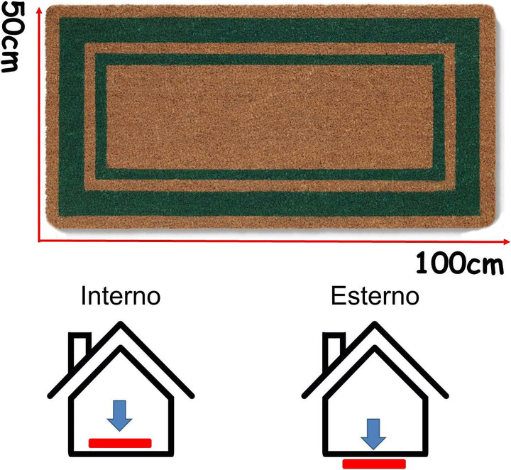 Zerbino ingresso casa Classico cm 100x50 tappeto ANTISCIVOLO zerbino in cocco misure verde