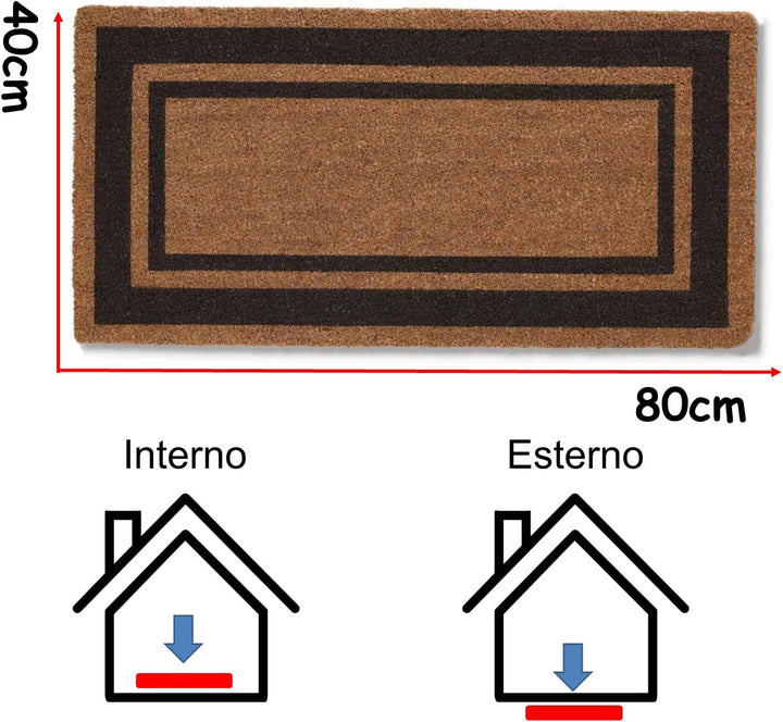 Zerbino ingresso casa Classico cm 40x80 tappeto ANTISCIVOLO zerbino in cocco misure marrone