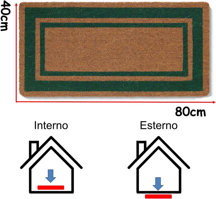 Zerbino ingresso casa Classico cm 40x80 tappeto ANTISCIVOLO zerbino in cocco misure verde