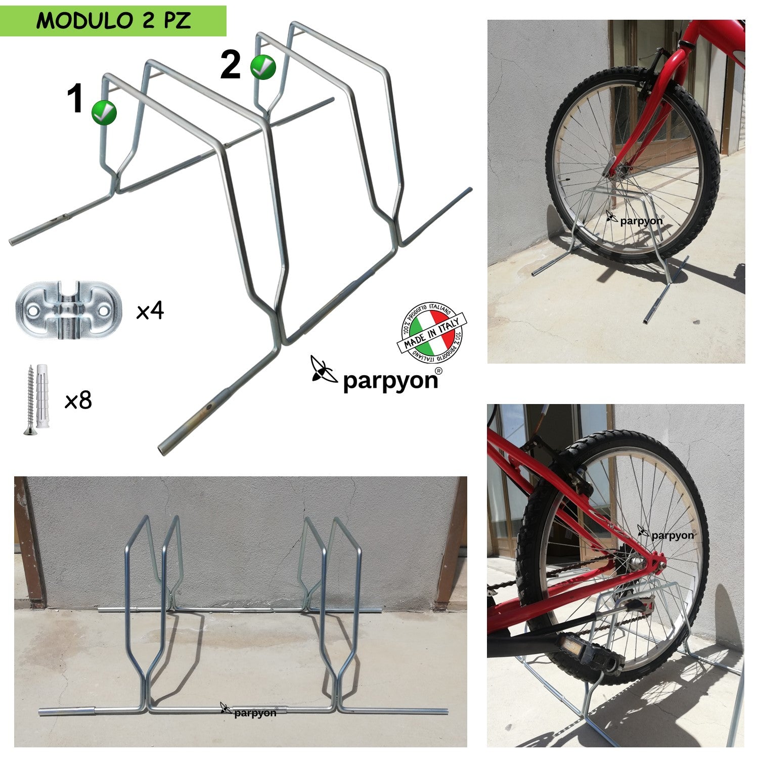 Parpyon® porta biciclette da terra n. 2 rastrelliera biciclette