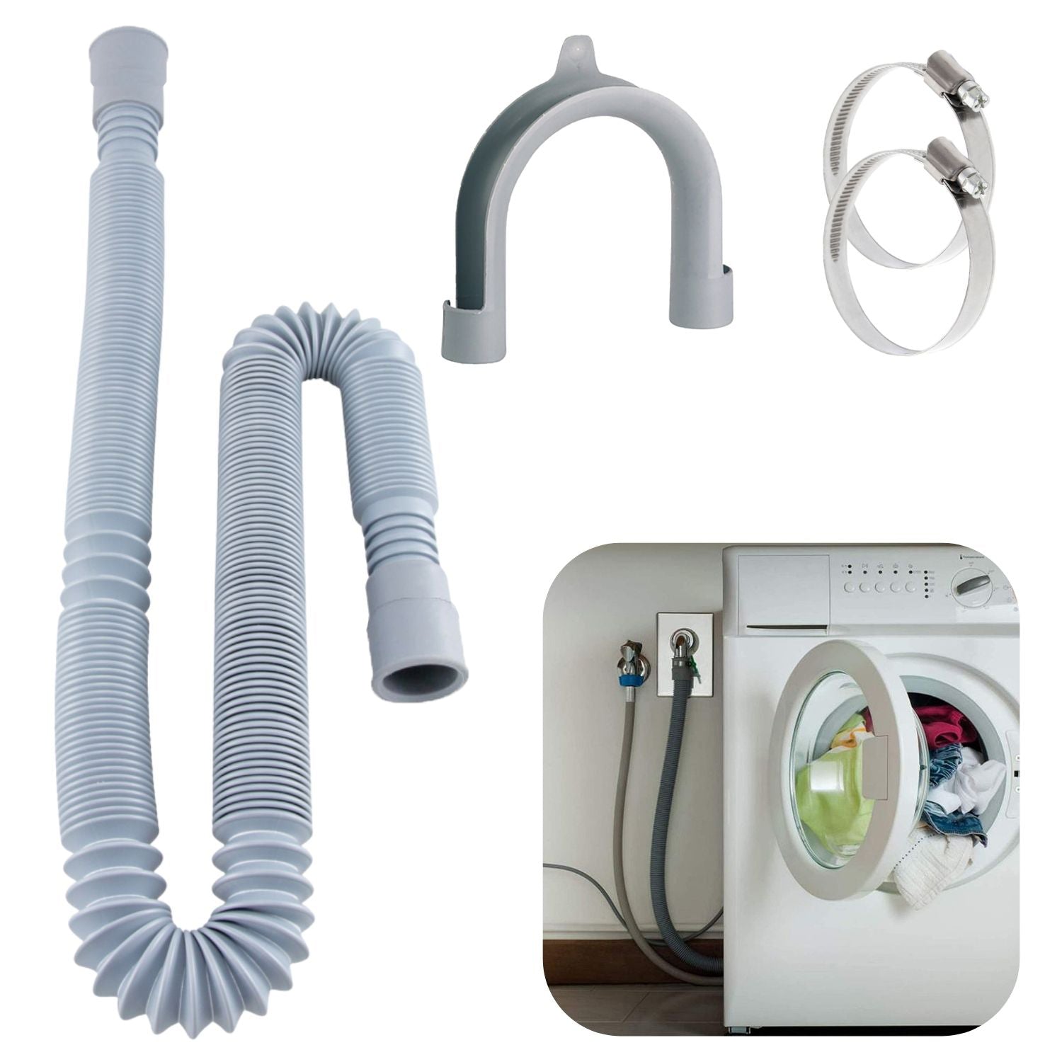 Tubo Flessibile Carico Lavatrice/Lavastoviglie 2M - Con Raccordo Gomito E Dritto 3/4″ - Foto 3