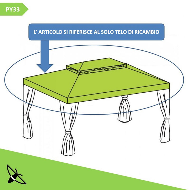 Telo gazebo 3x4 ROMA Copertura in tessuto poliestere, per gazebo da giardino esterno