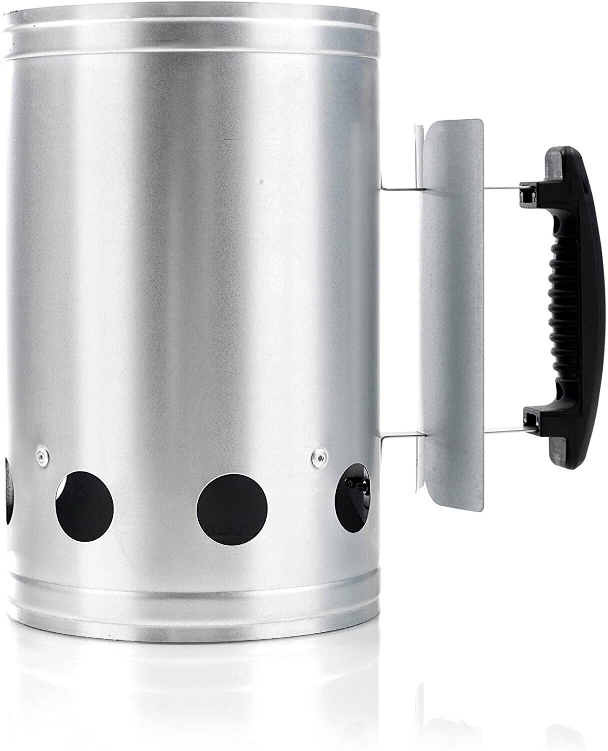 Ciminiera Di Accensione Per Barbecue A Carbonella - Acciaio Galvanizzato Con Manico Freddo - Diametro 17 Cm, Altezza 27 Cm - Accendi Il Carbone In 20 Minuti
