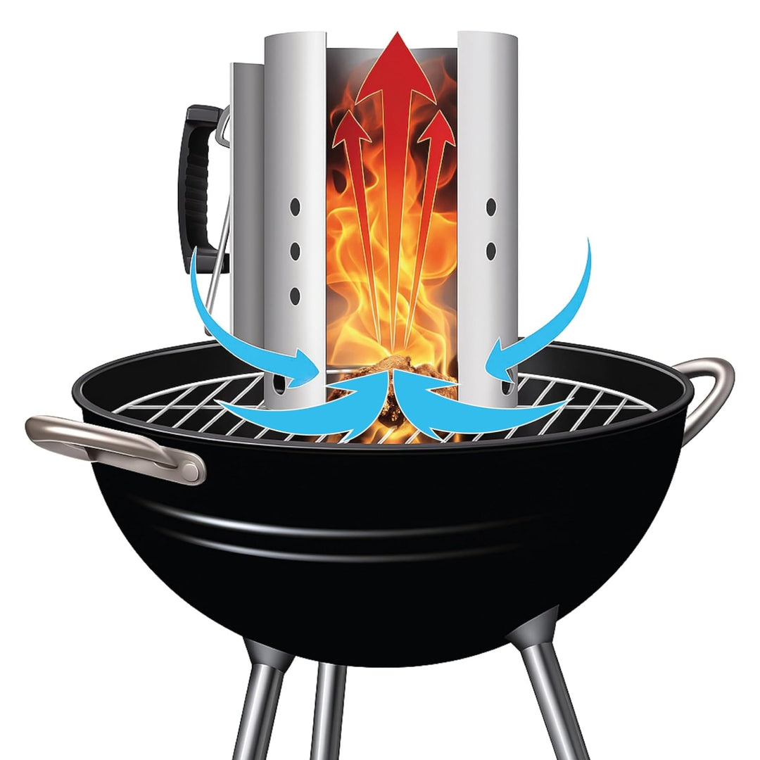 Ciminiera Barbecue accendi carbonella BBQ Kit + accendifuoco 12 cubetti e accendi Gas Omaggio