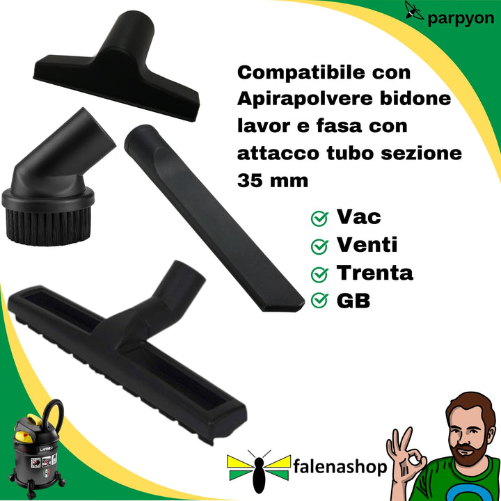 Lavor spazzole per aspirapolvere 4pz accessori ricambi lavorwash