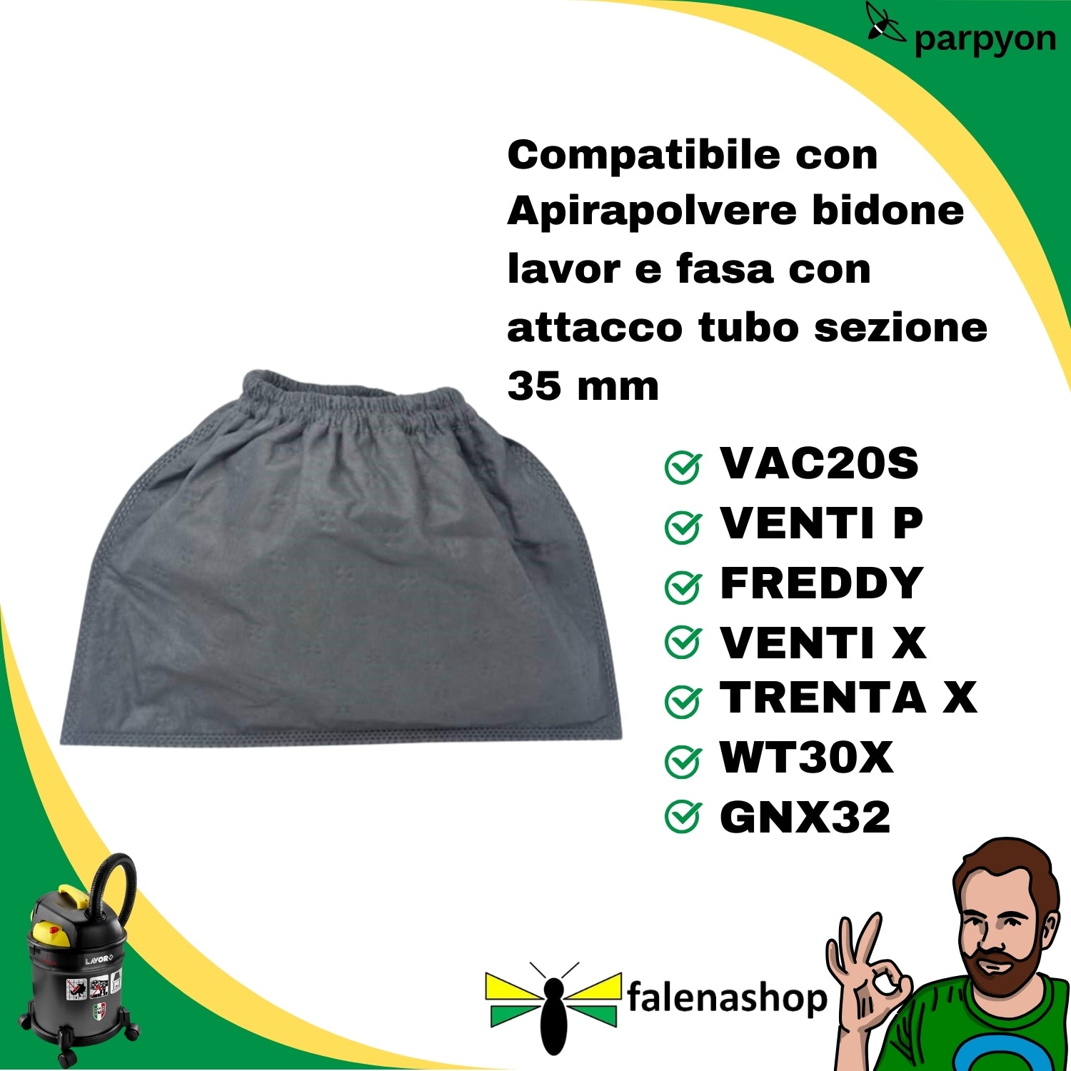 Lavor N. 2 Filtri panno per Aspirapolvere bidone aspiratutto falenashop.myshopify.com