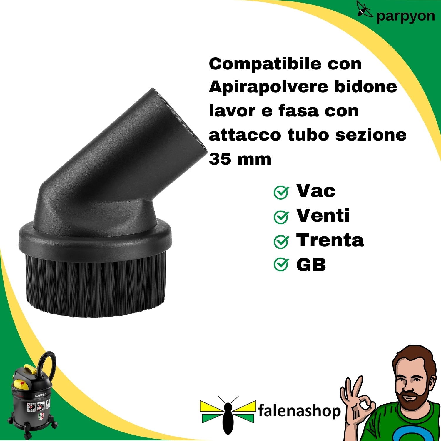 Lavor Spazzola Tonda per aspirapolvere Lavorwash falenashop.myshopify.com