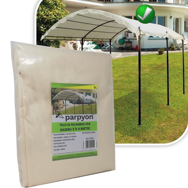 Telo gazebo 3x4  ONDA Copertura in tessuto poliestere, per gazebo da giardino esterno