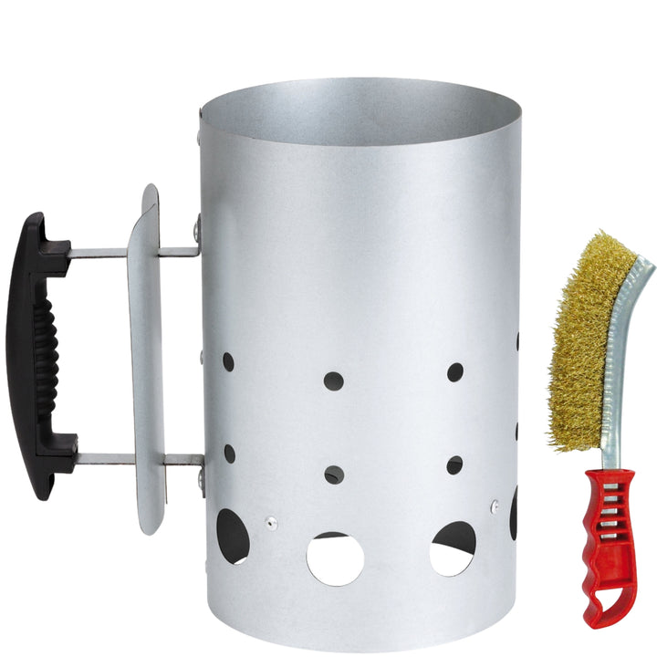 Ciminiera Barbecue accendi carbonella BBQ Kit + Spazzola acciaio Omaggio
