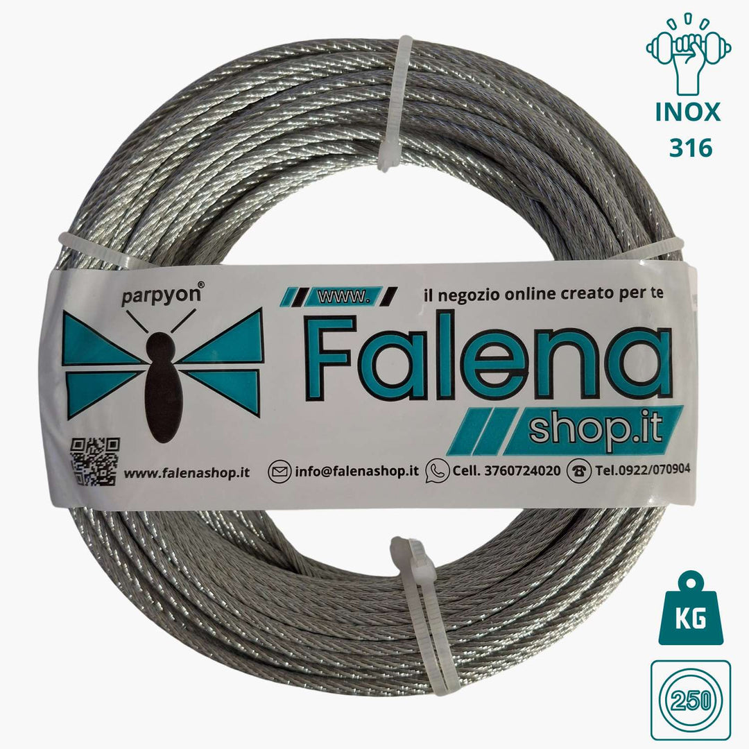 Fune Metallica Cavo Acciaio INOX AISI 316 49F.-D.2mm