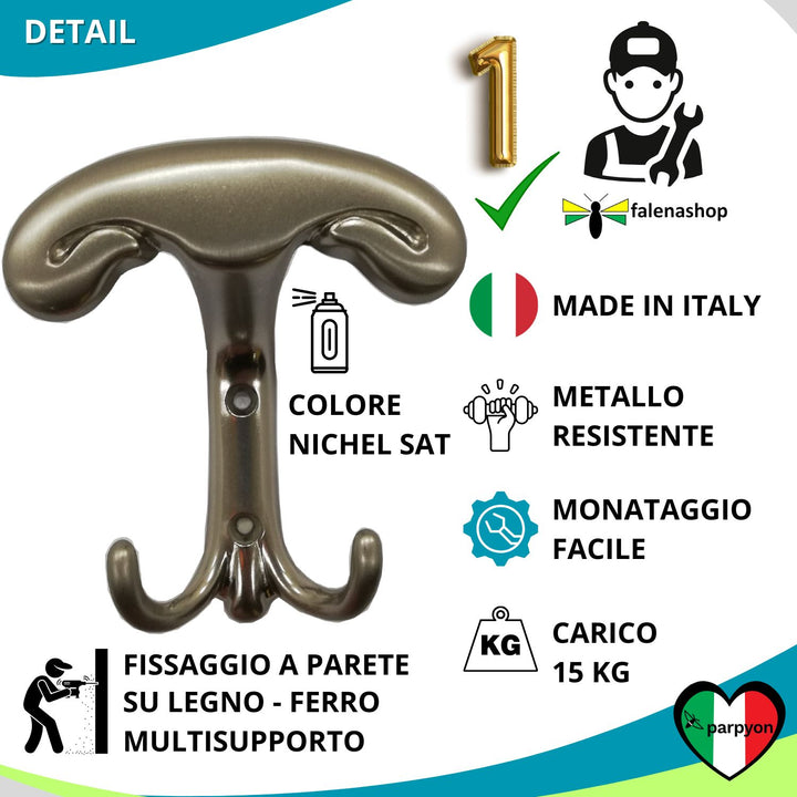 Appendiabiti a parete, N.1 gancio attaccapanni da muro (MOD.106)