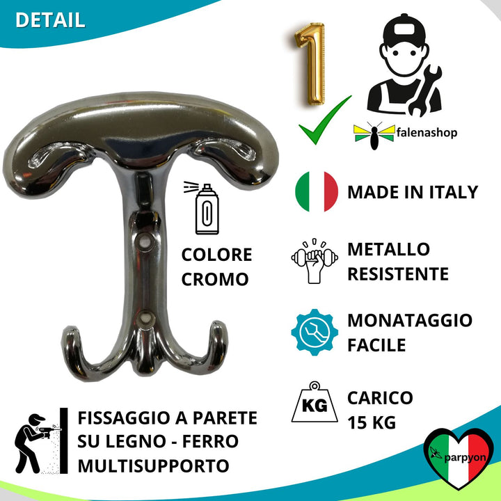 Appendiabiti a parete, N.1 gancio attaccapanni da muro (MOD.106)