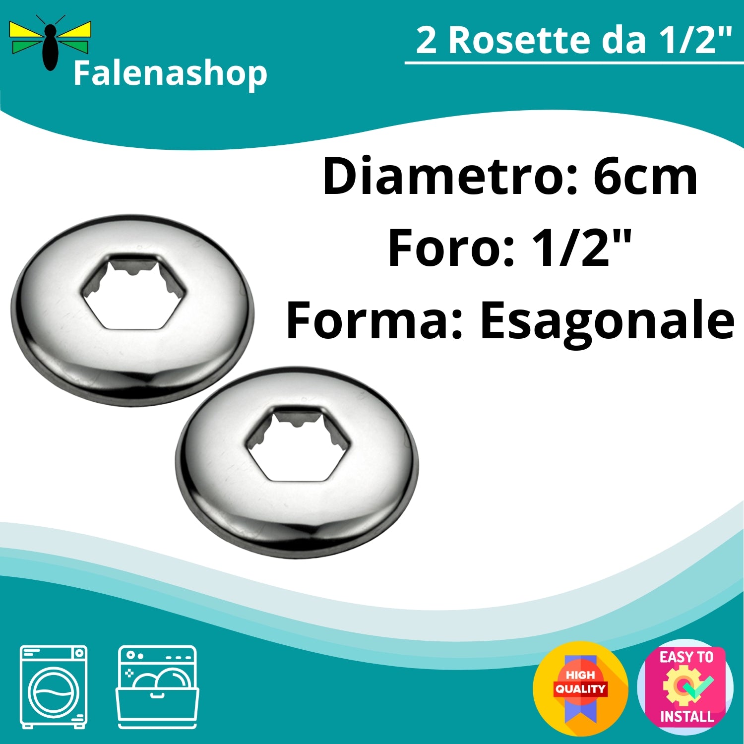 Rosetta copriforo esagonale per tubo flessibile 1/2" - 2pz falenashop.myshopify.com