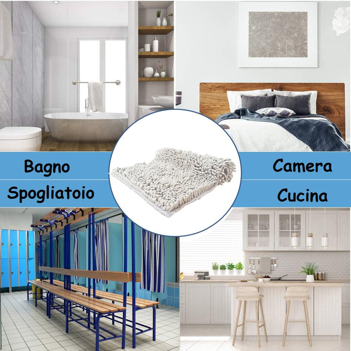 Tappeto bagno antiscivolo, tappeto doccia vasca STROMBOLI bianco