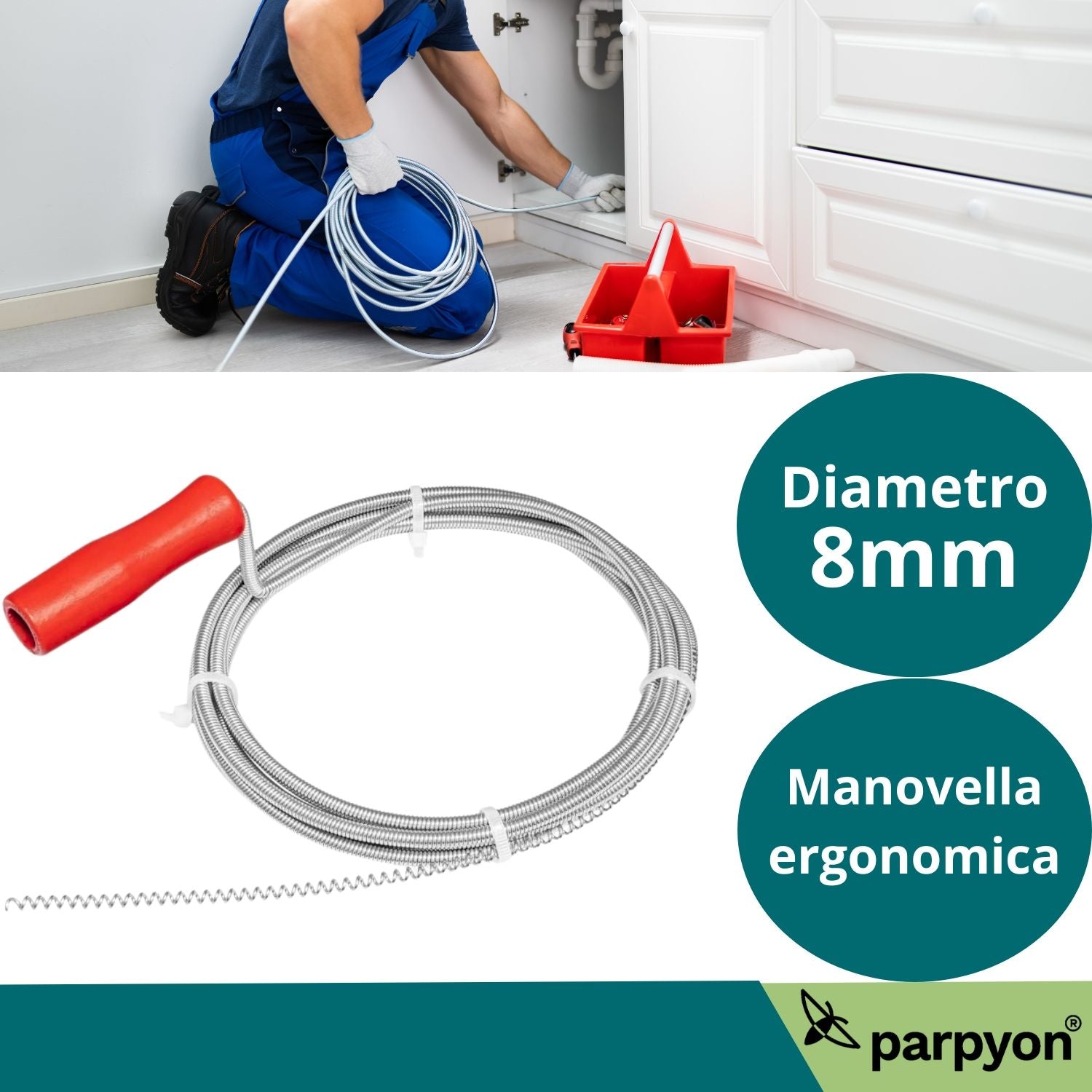 Sonda Sturatubi 10 metri, Sonda Stura Lavandini e Scarichi Fai da Te, Coclea di Drenaggio, pulizia Tubi falenashop.myshopify.com