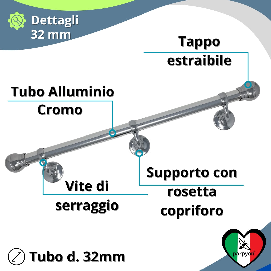 Corrimano Scala passamano in Alluminio con finale a Palla vari colori