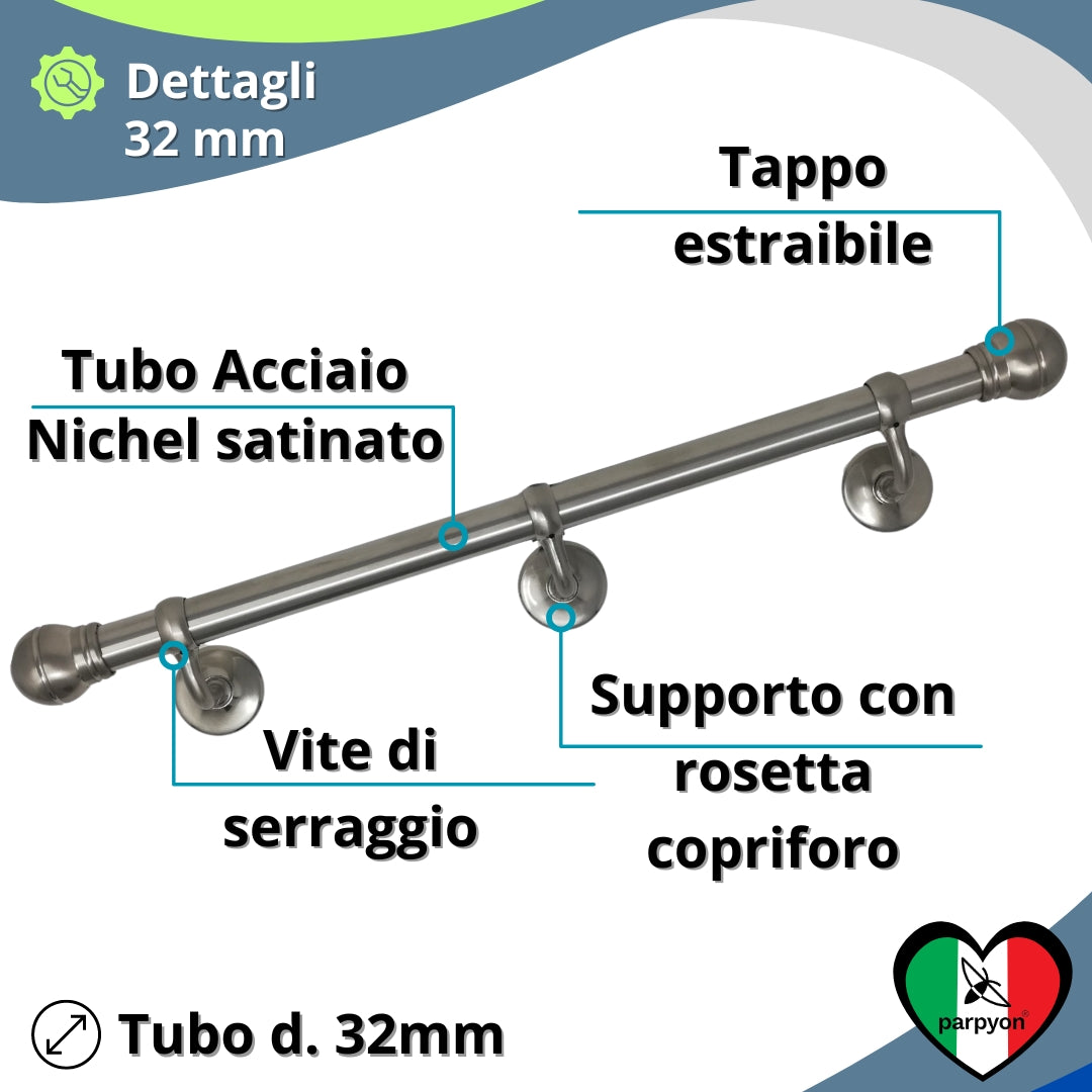 Corrimano Scala passamano in Alluminio con finale a Palla vari colori