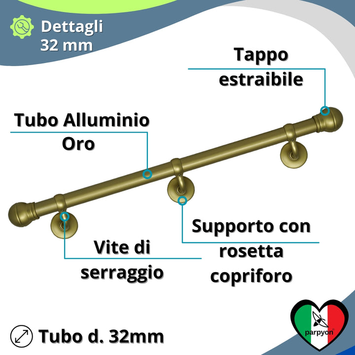 Corrimano Scala passamano in Alluminio con finale a Palla vari colori