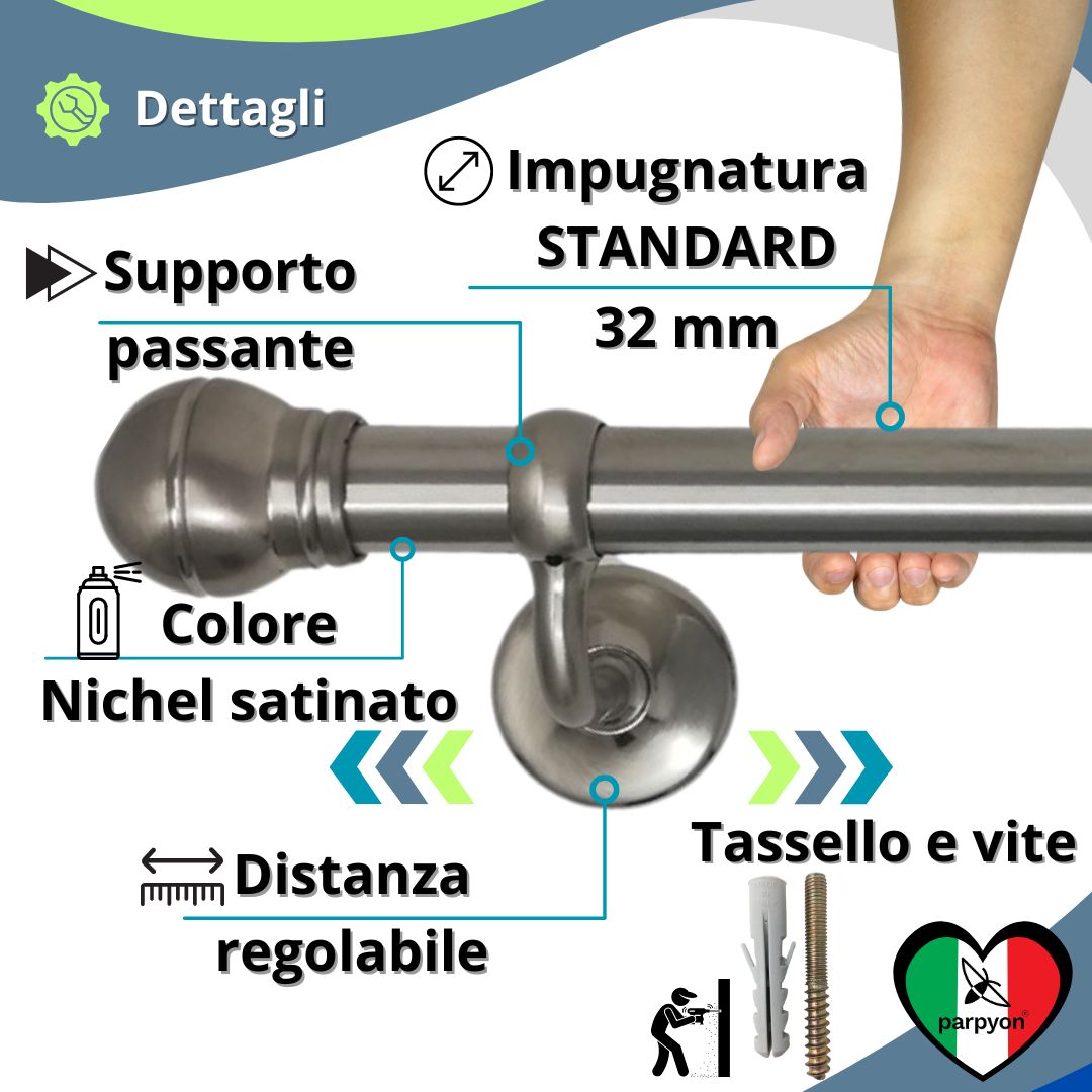 Corrimano Scala passamano in Alluminio con finale a Palla vari colori