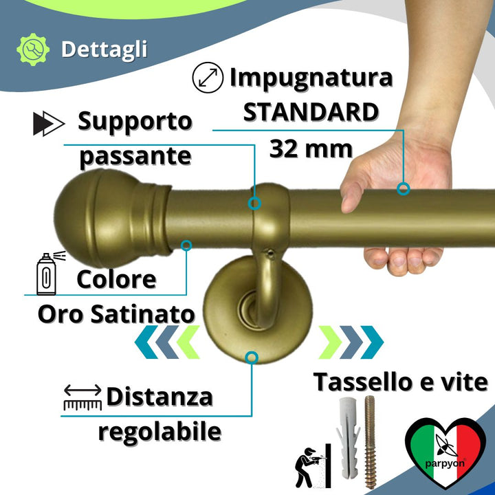 Corrimano Scala passamano in Alluminio con finale a Palla vari colori