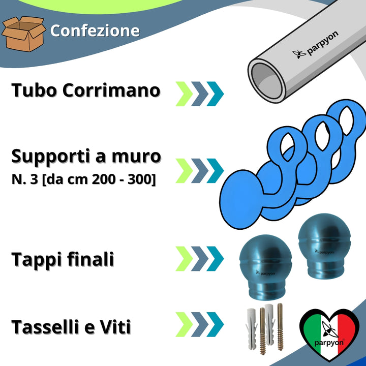 Corrimano Scala passamano in Alluminio con finale a Palla vari colori