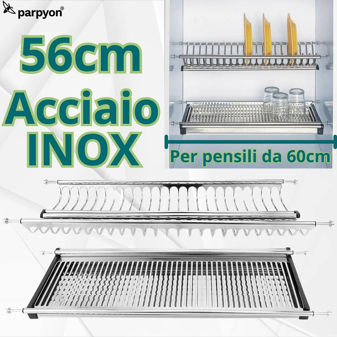 COLAPIATTI ACCIAIO INOX CM 56 CON VASCHETTA