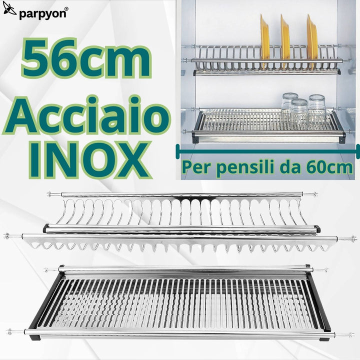 COLAPIATTI ACCIAIO INOX CM 56 CON VASCHETTA