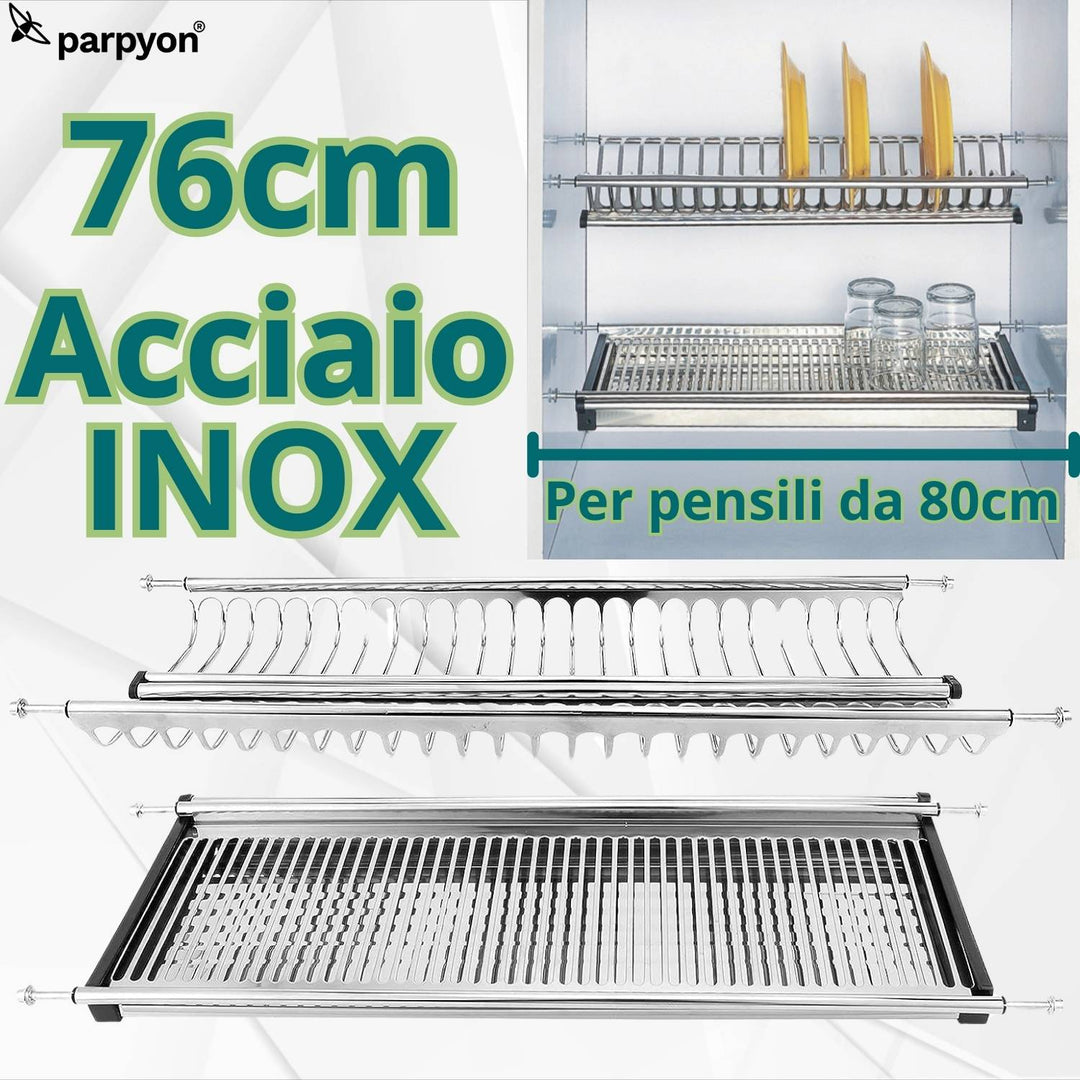 COLAPIATTI ACCIAIO INOX CM 76 CON VASCHETTA
