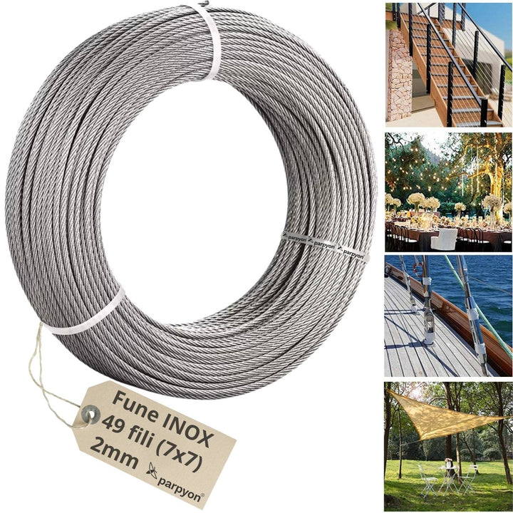 Fune Acciaio INOX AISI 316 per Esterno 49F.- D.2mm