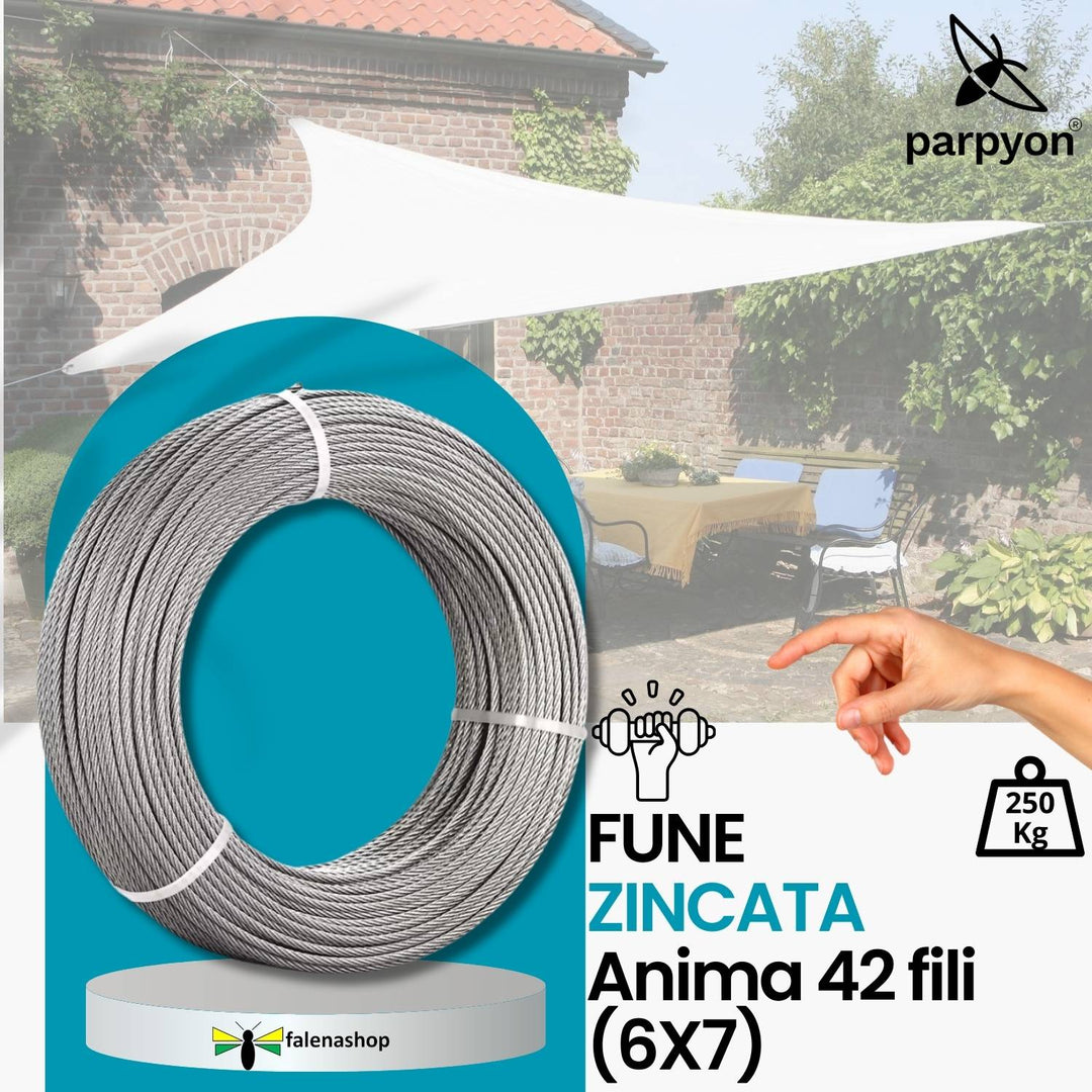 Fune Acciaio Zincato Cavo metallico 42F. d.2mm