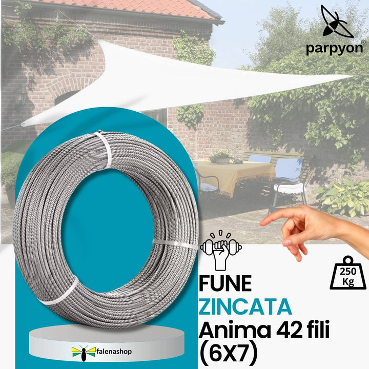 Fune Acciaio Zincato Cavo metallico 42F. d.2mm