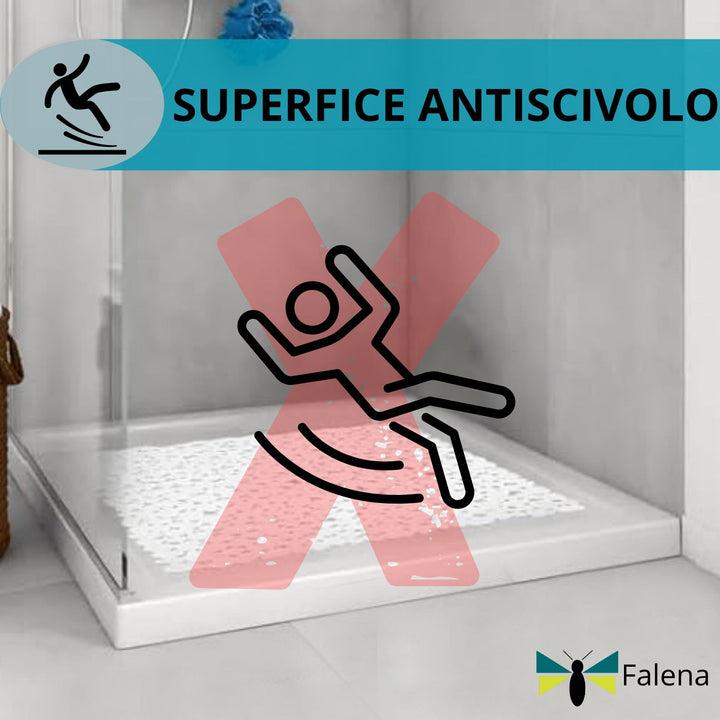 Falena Tappeto doccia Antiscivolo lavabile e Antimuffa, tappetino per doccia Bambini cm 52x52 con ventose aderisce al piatto doccia design moderno