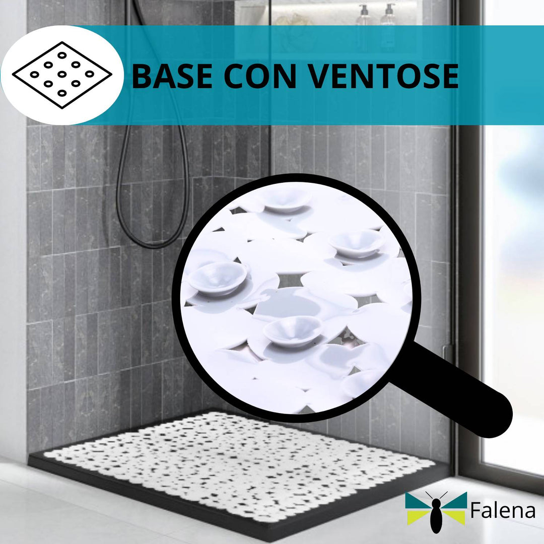 Falena Tappeto doccia Antiscivolo lavabile e Antimuffa, tappetino per doccia Bambini cm 52x52 con ventose aderisce al piatto doccia design moderno