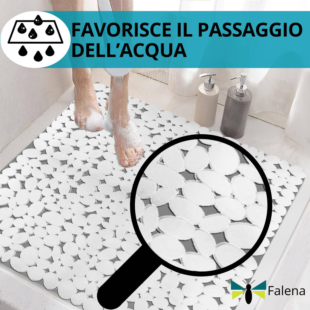Falena Tappeto doccia Antiscivolo lavabile e Antimuffa, tappetino per doccia Bambini cm 52x52 con ventose aderisce al piatto doccia design moderno